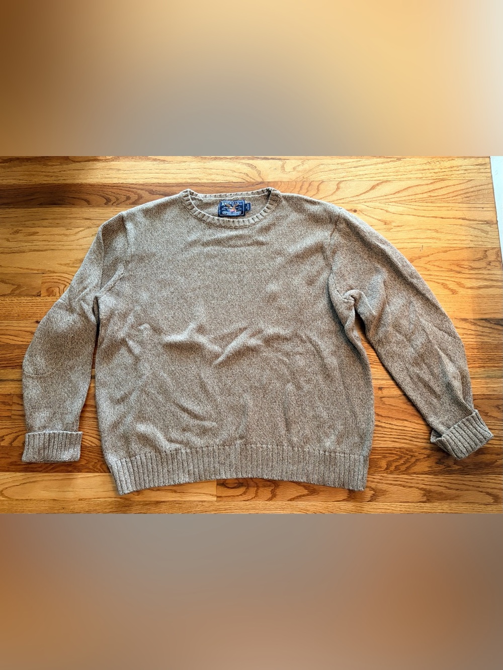 American Living Men’s XL Oatmeal Cotton Crewneck Sweater Chunky Knit Pullover